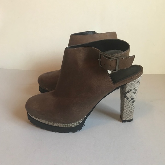 All Saints Brown Leather Strap Clog Heels Size 39 (EUR) - Picture 3 of 7